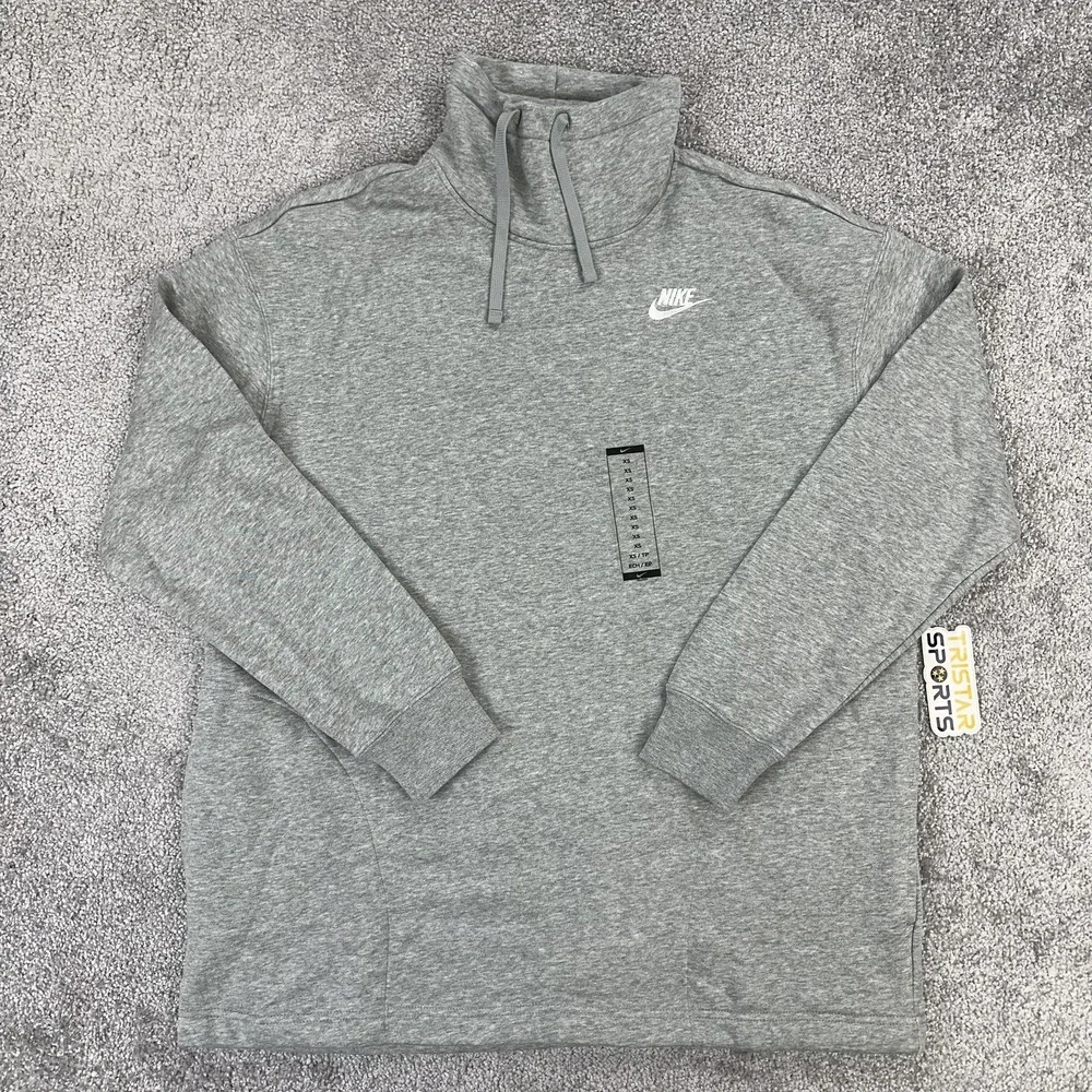 Nike Sweatshirt Womens XS Gray Oversized Funnel Neck Pullover Swoosh FB8664-063